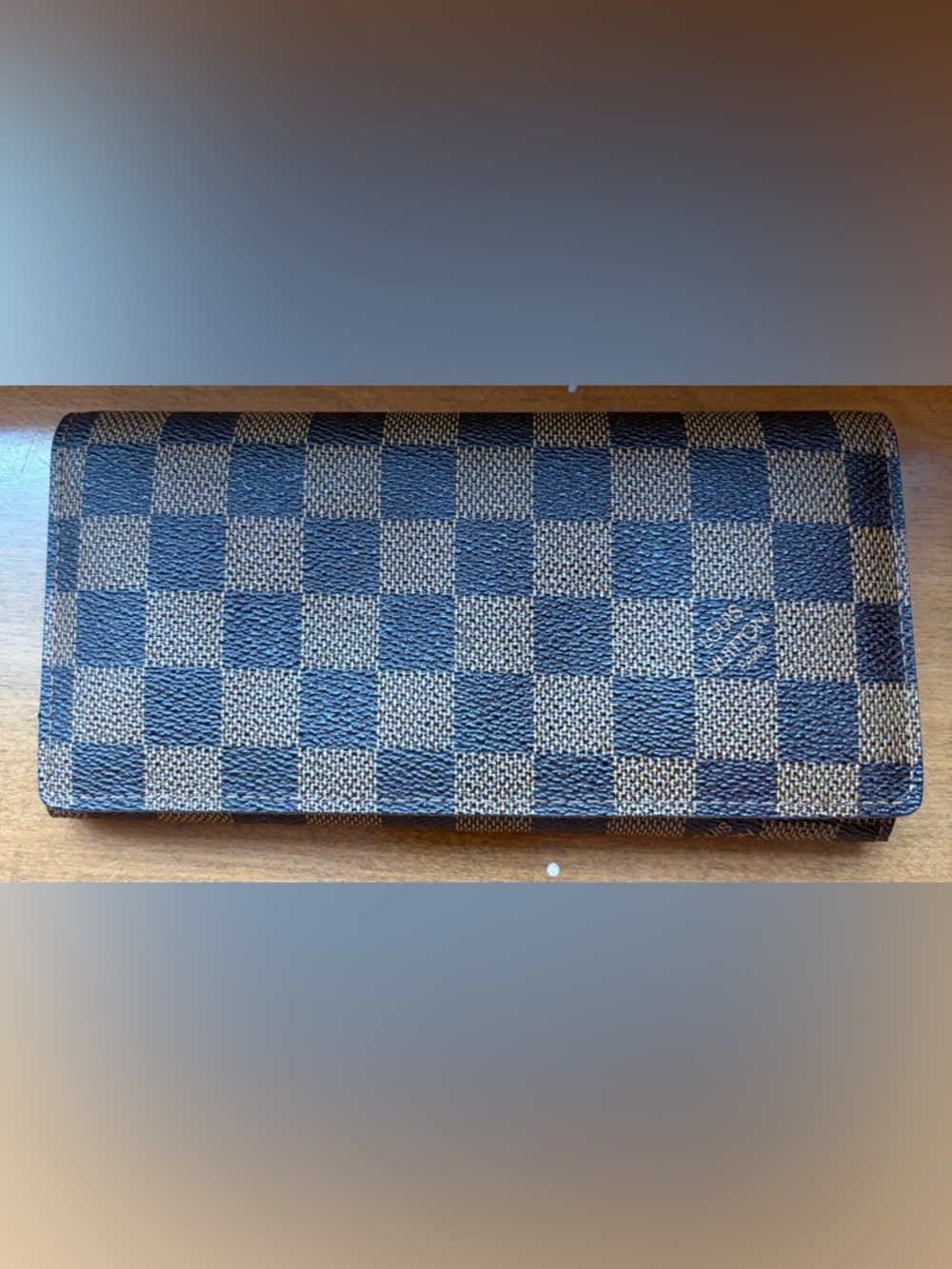 Louis Vuitton replica-Checkerboard Pattern Wallet - Black and Tan